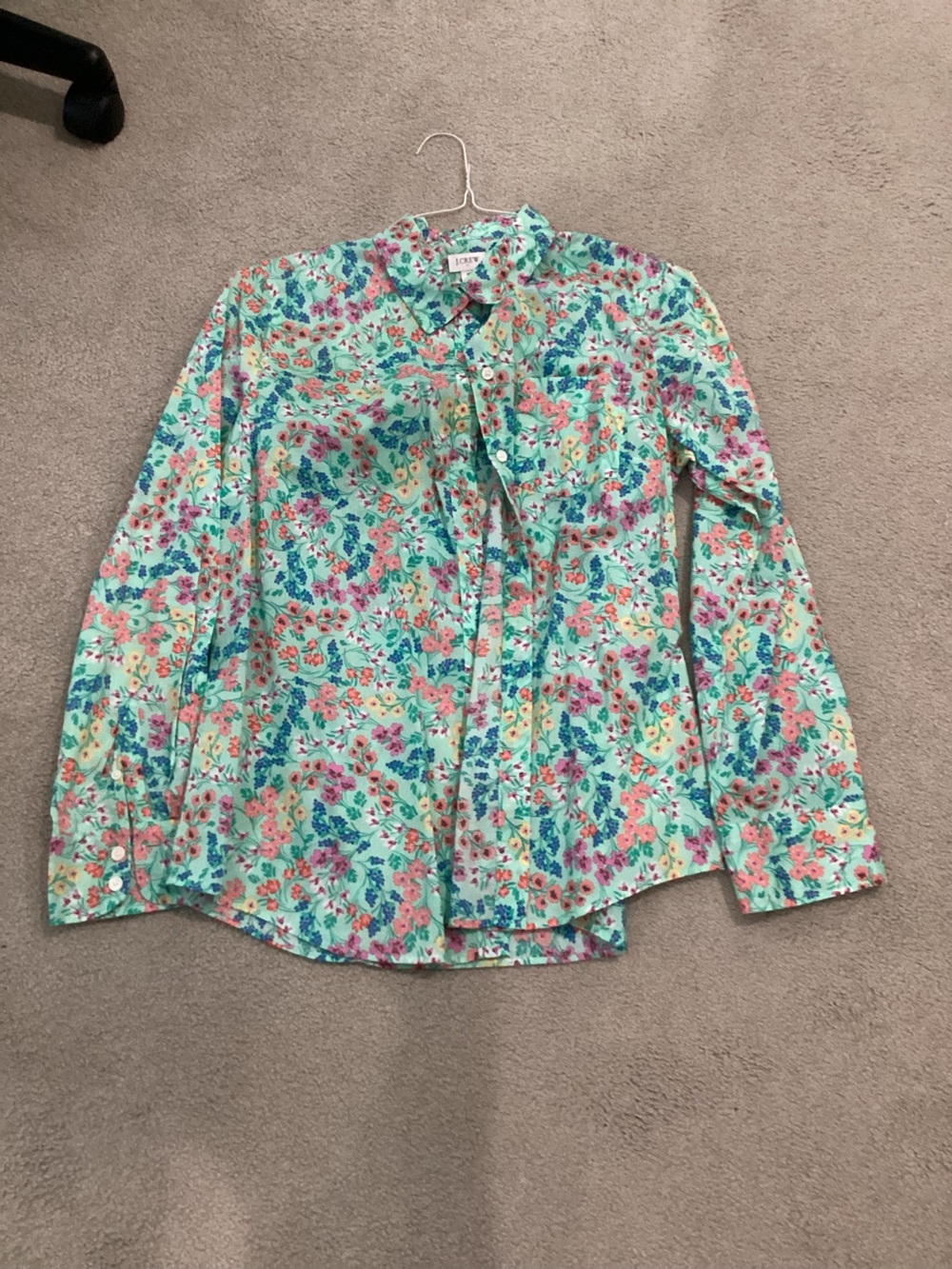 J. Crew Mint Green Floral Button-Down Shirt